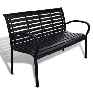 vidaXL banco de jardín acero y wpc negro 125 cm