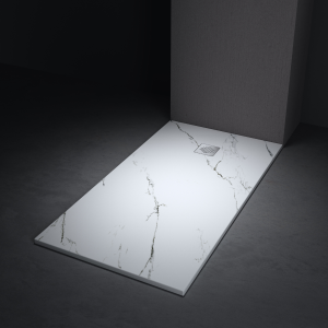 Plato ducha resina extraplano efecto marmol 100 x 100cm blanco
