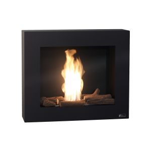 Chimenea de etanol negra con leños decorativos