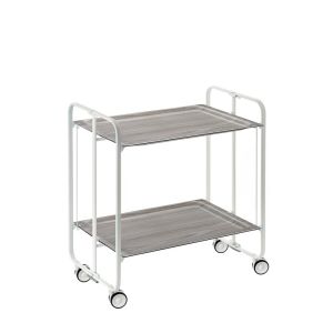 Carrito auxiliar con ruedas bauhaus armazón metálico blanco, 2 bandejas