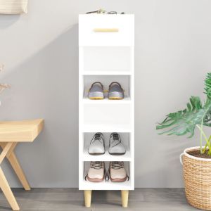 Mueble zapatero de madera contrachapada blanco 30x35x105 cm