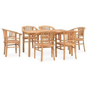 vidaXL conjunto de comedor para jardín 7 piezas madera maciza de teca