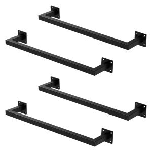 Set 4x percheros de pared 60x12 cm de acero inoxidable negro