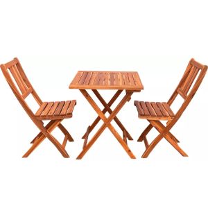 Yoevu - set de bistró 3 piezas plegable, mesa y 2 sillas madera de acacia