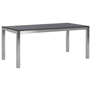 Mesa de comedor de metal/granito gris grafito/plateado 180 x 90 cm grosseto