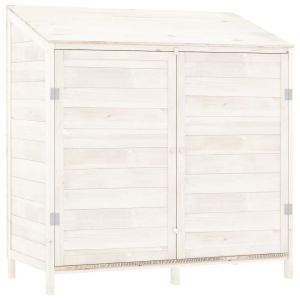 vidaXL cobertizo de jardín madera de abeto maciza blanco 102x52x112 cm