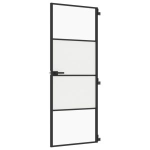 vidaXL puerta interior delgada negra vidrio y aluminio 76x201,5 cm