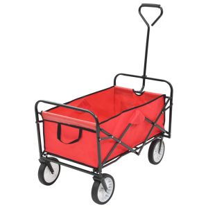 vidaXL carrito de mano plegable de acero color rojo