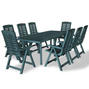 vidaXL juego de comedor de jardín 9 piezas plástico verde