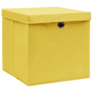 vidaXL cajas de almacenaje con tapas 10 uds amarillo 28x28x28 cm