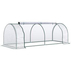 Invernadero caseta acero, PVC transparente 250x100x80 cm outsunny