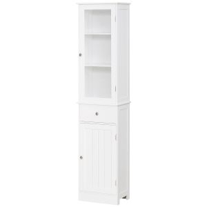 Armario alto para baño mdf y acrílico color blanco 40x27x171.5 cm kleankin