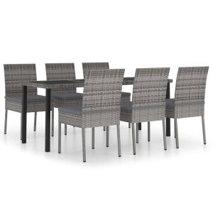 vidaXL juego de comedor para jardín 7 piezas ratán sintético gris