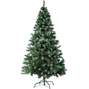 Árbol de navidad artificial con piñas y soporte metálico 180cm