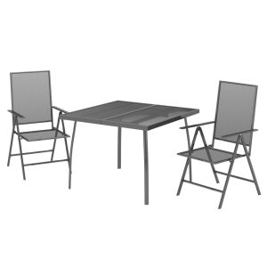 vidaXL juego de comedor de jardín 3 piezas acero gris antracita