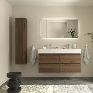 Mueble baño bequia 120cm + lavabo cerámica| nogal