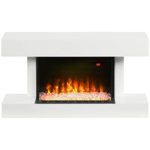 Chimenea eléctrica mdf, acero, vidrio templado color blanco 98x27x54.5 cm