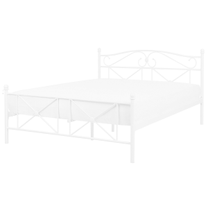 Cama con somier de metal blanco 140 x 200 cm rodez