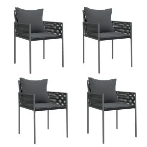 vidaXL sillas jardín y cojines 4 uds ratán sintético negro 54x61x83 cm