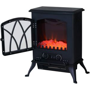 Chimenea eléctrica móvil metal, plástico y vidrio 45x28.5x54 cm Homcom