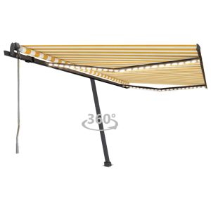 vidaXL toldo automático LED sensor de viento amarillo blanco 450x350cm