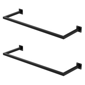 Set 2x percheros de pared 90x30 cm de acero inoxidable negro