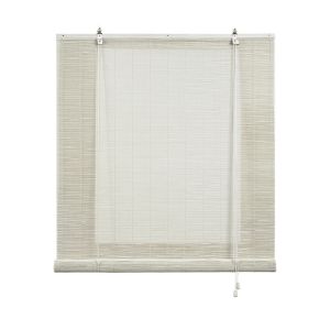 Estor de bambú, estor enrollable de bambú natural blanco, 120 x 175cm