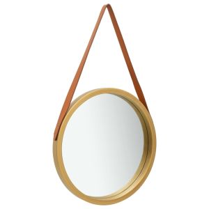 vidaXL espejo de pared con correa dorado 40 cm