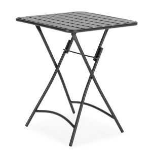 Mesa de jardín plegable perla de metal en negro 60x60 cm