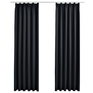 vidaXL cortinas opacas con ganchos 2 piezas negro 140x175 cm