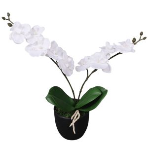 vidaXL planta artificial orquídea con macetero 30 cm blanca