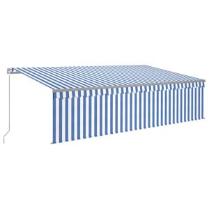 vidaXL toldo retráctil manual con persiana y LED azul y blanco 5x3 m