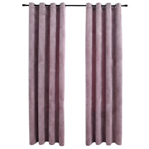 vidaXL cortinas opacas anillas 2 pzas terciopelo rosa viejo 140x245 cm