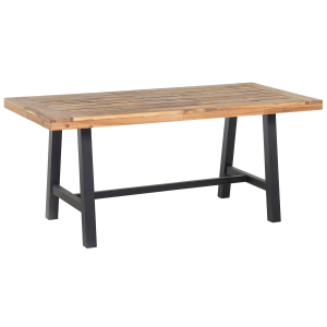 Mesa de comedor de madera de acacia clara/negro 170 x 80 cm scania