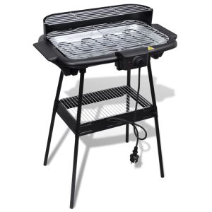 vidaXL barbacoa rectangular eléctrica  con soporte bbq de jardín