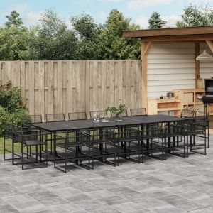 vidaXL set de comedor de jardín 17 pzas ratán sintético negro