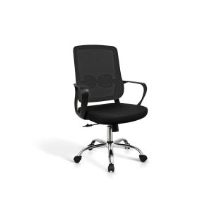 Silla de oficina ergonómica y ajustable en elegante acabado negro.