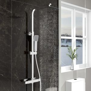 Aica columna ducha termostática cuadrada plata ducha lluvia para baño