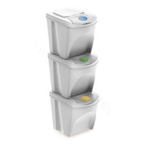 Well home juego de 3 cubos de reciclaje de 3x25l color blanco