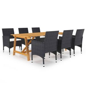 vidaXL juego de comedor de jardín 7 piezas negro