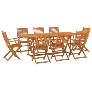 vidaXL set de comedor para jardín 9 piezas madera maciza de acacia