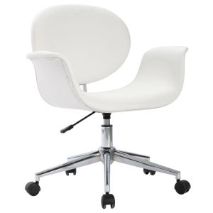 vidaXL silla de oficina giratoria de cuero sintético blanco