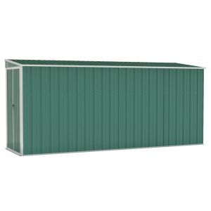 vidaXL cobertizo jardín pared acero galvanizado verde 118x382x178  cm