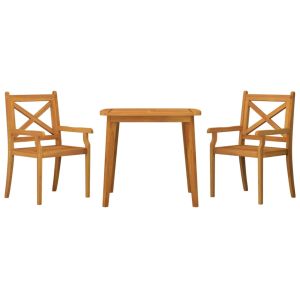 vidaXL juego de comedor de jardín 3 piezas madera maciza de acacia