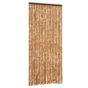 vidaXL cortina mosquitera chenilla ocre y blanco 90x220 cm