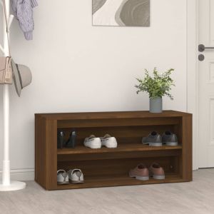 Mueble zapatero madera contrachapada marrón roble 100x35x45 cm