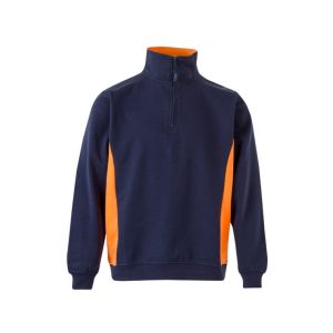 Sudadera bicolor cremallera l azul navy/naranja