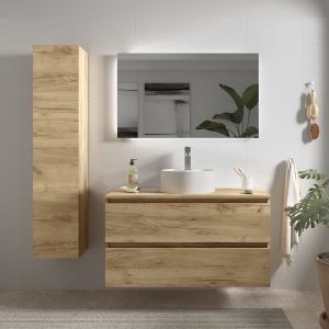 Mueble baño bequia 100 cm roble | lavabo +encimera