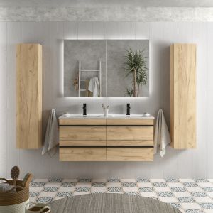 Mueble baño serie born 120 cm roble con tirador | lavabo