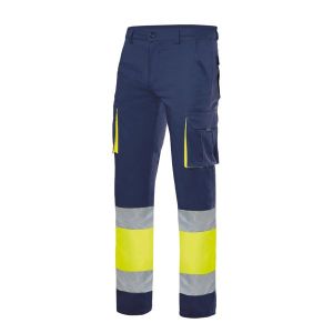 Velilla pantalon 100% algodon av 2xl azul navy/amarillo fluor